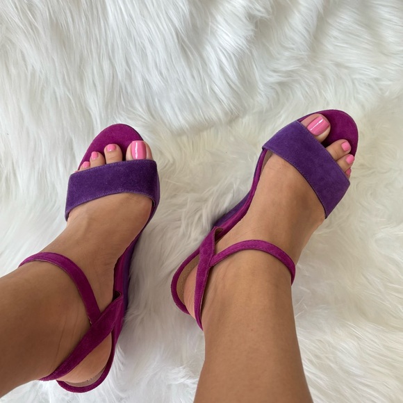 Steve Madden Two Tone Purple Suede Wedges - Picture 8 of 9